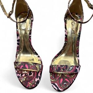 Carlos Santana Sunset Paisley Heels 7M Y2K Pink Gold Stiletto